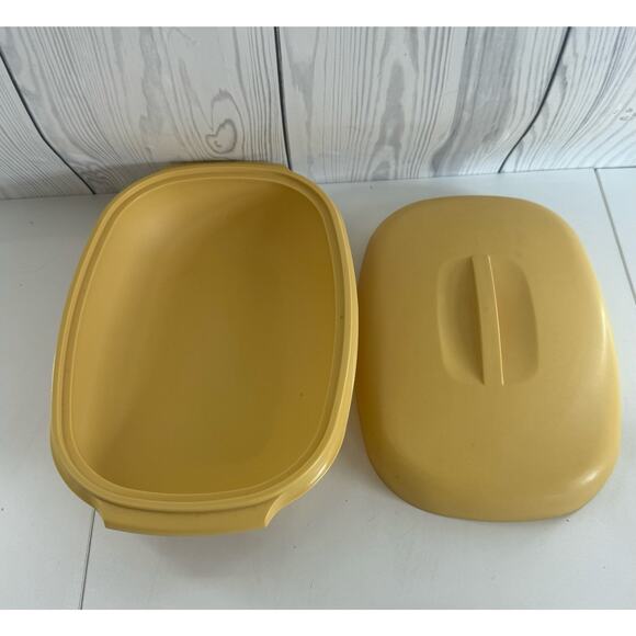 Tupperware Vintage Harvest Gold Microwave 3 Piece Rice Vegetable Steamer - Picture 3 of 6